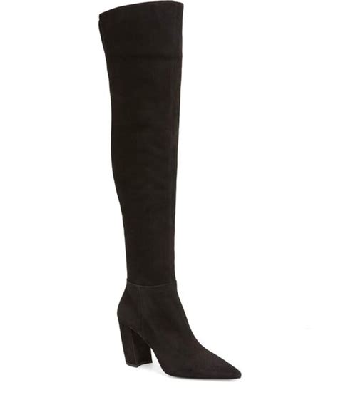 prada over the knee block heel boot|Suede over.